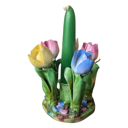 150 - Crown Staffordshire - Early 20th century Art Deco tulips diorama spill vase. Stamped to base. Sold a... 
