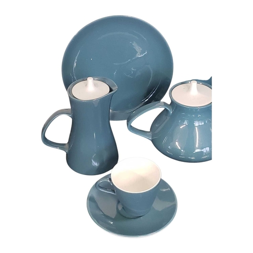 152 - Poole Pottery - Mid century vintage two tone pottery tea service. Comprising a tea pot, coffee cups,... 