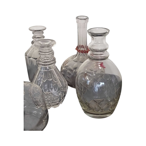 159 - Collection of late 19th / 20th century vintage glass decanters and bottles. To include etched design... 
