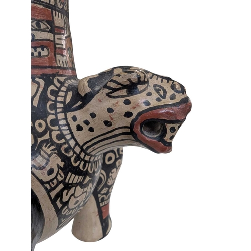 23 - Late 20th century pottery replica pre-columbian Mayan rattle pot / effigy vessel. Depicting a bulbou... 