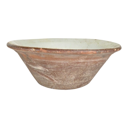 26 - Two 19th century Victorian French pancheon slipware earthenware dairy bowls. Comprised of a brown ex... 