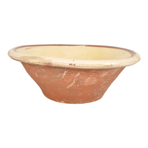 26 - Two 19th century Victorian French pancheon slipware earthenware dairy bowls. Comprised of a brown ex... 