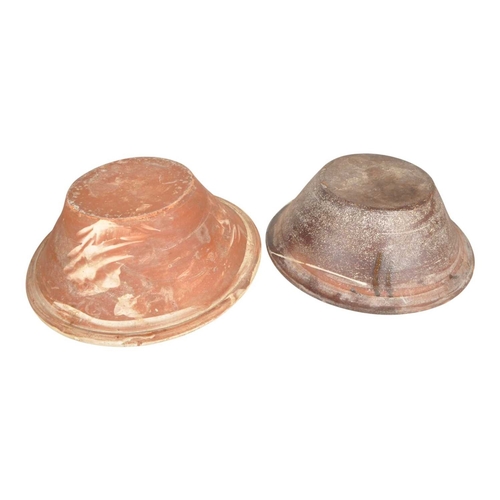 26 - Two 19th century Victorian French pancheon slipware earthenware dairy bowls. Comprised of a brown ex... 