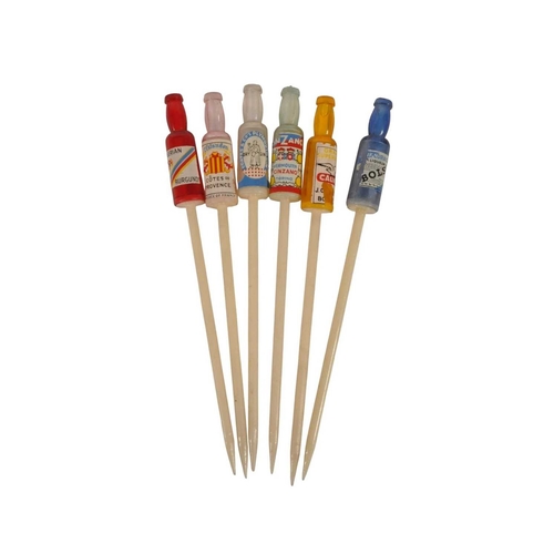 28 - Collection of mid century vintage novelty glass cocktail sticks / swizzlers. To include chickens, bo... 