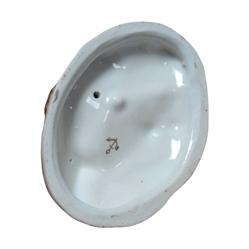 3 - A pair of 18th century Chelsea porcelain china sheep figures. Reclining position with floral / folia... 