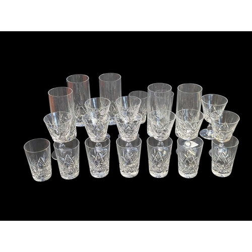 47 - A collection of vintage 20th century crystal cut glass glasses, including 6 highball and 9 whisky tu... 