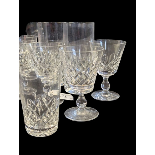 47 - A collection of vintage 20th century crystal cut glass glasses, including 6 highball and 9 whisky tu... 