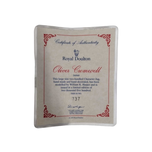 50 - Royal Doulton - 1994 porcelain limited edition Oliver Cromwell character jug D6968. No. 737 out of 2... 