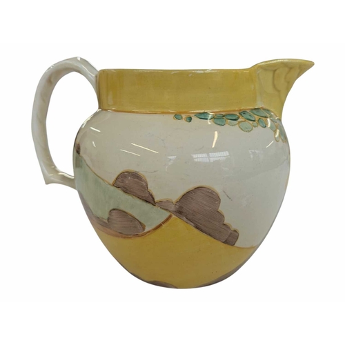 51 - Early 20th century Clarice Cliff pottery jug accompanied by a Paragon tea cup and saucer, and a Crow... 