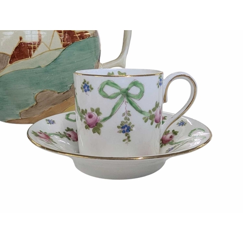 51 - Early 20th century Clarice Cliff pottery jug accompanied by a Paragon tea cup and saucer, and a Crow... 