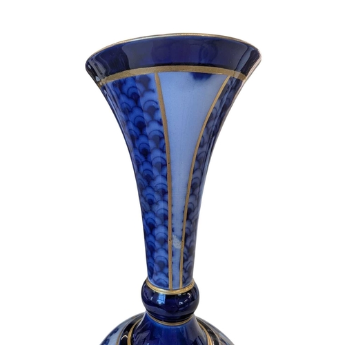 72 - James Macintyre - Late 19th century ceramic Aurelian ware blue and white vase. Featuring a bulbous b... 