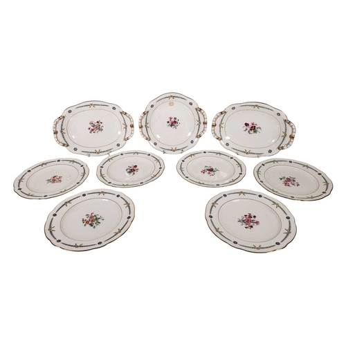 76 - Coalport - Collection of six early 20th century porcelain cabinet plates and three serving plates. E... 