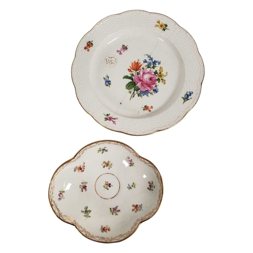88 - Collection of 19th century Meissen porcelain hand painted floral plates and a Richard Klemm, Dresden... 