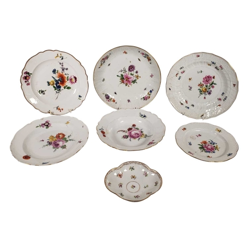 88 - Collection of 19th century Meissen porcelain hand painted floral plates and a Richard Klemm, Dresden... 