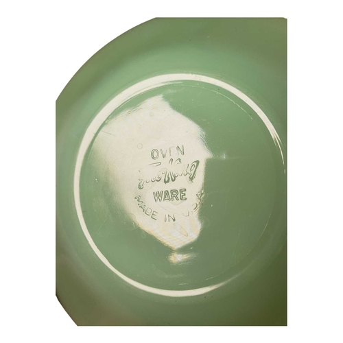 9 - Fire King Ware, U.S.A. - A vintage mid 20th century green glass dinner service / ovenware. Including... 
