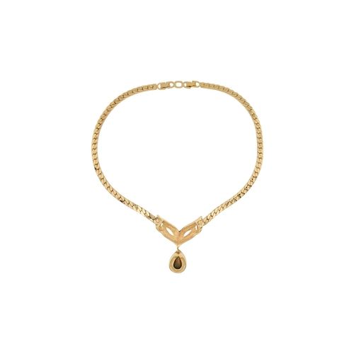 64 - Christian Dior - 1980s vintage Christian Dior Maison Gripoix emerald pendant collar necklace. The ne... 