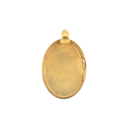 69 - A gold and diamond set locket pendant. The pendant set with a rose cut diamond framed by foliates an... 