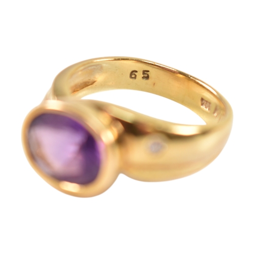 76 - A Kai Yin Lo 18ct gold amethyst and diamond ring. Stamped 750 KYLO 65. Weight 6.9g. Size M.