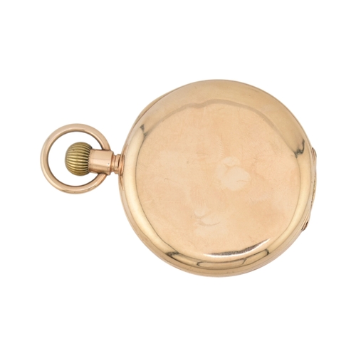 85 - A 1920s A.W.W. Co Waltham Mass hallmarked 9ct gold half hunter pocket watch. Enamel dial with Roman ... 