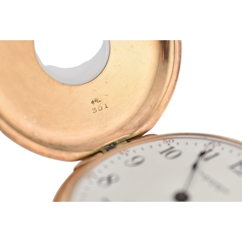 85 - A 1920s A.W.W. Co Waltham Mass hallmarked 9ct gold half hunter pocket watch. Enamel dial with Roman ... 