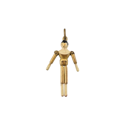 93 - 19th century articulating peg doll charm, The charm with gold and enamel decoration with articulatin... 