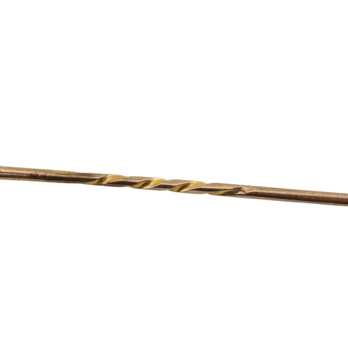 98 - A 19th century gold and paste Masonic stickpin. The stickpin topped with the Masonic square and comp... 