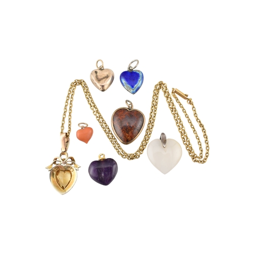 100 - A Victorian citrine and pearl pendant necklace strung upon a 10ct gold necklace chain. Together with... 