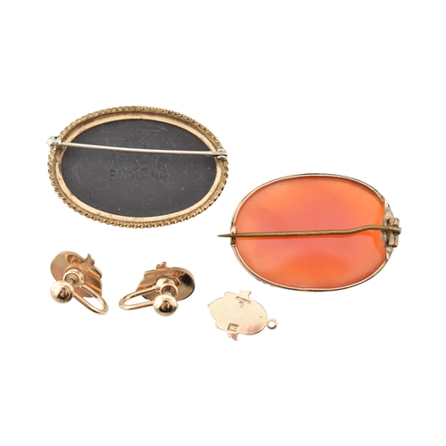 100 - A Victorian citrine and pearl pendant necklace strung upon a 10ct gold necklace chain. Together with... 