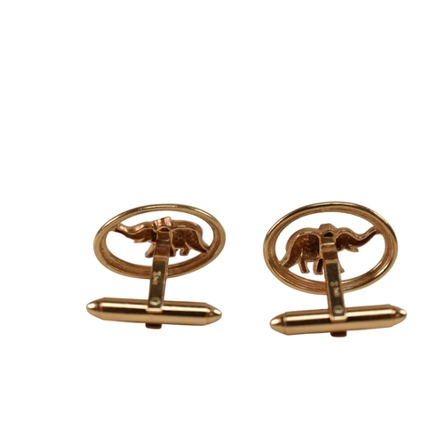 112 - A pair of 14ct gold and diamond novelty elephant cufflinks. Stamped 14K. Weight 9.4g Measures 2.3cm... 