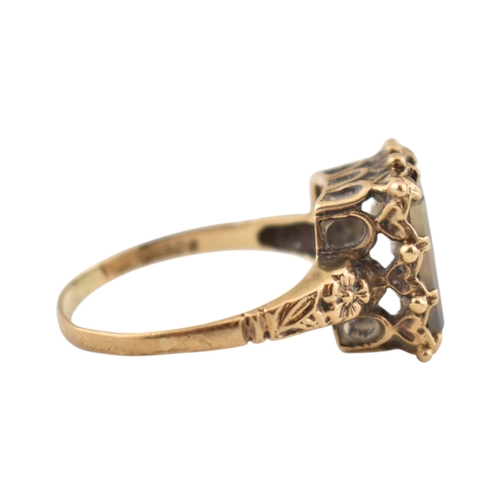 113 - Two hallmarked 9ct gold single stone rings. Each with single quartz / white stones. Hallmarked Londo... 