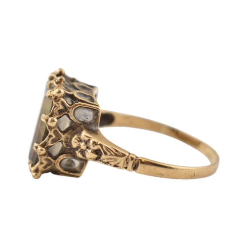 113 - Two hallmarked 9ct gold single stone rings. Each with single quartz / white stones. Hallmarked Londo... 