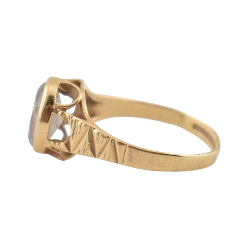 113 - Two hallmarked 9ct gold single stone rings. Each with single quartz / white stones. Hallmarked Londo... 