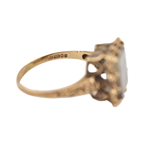 113 - Two hallmarked 9ct gold single stone rings. Each with single quartz / white stones. Hallmarked Londo... 