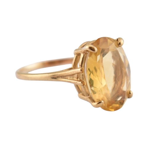 120 - A citrine set necklace pendant and ring. The ring marked 14K. Pendant unmarked tests indicate gold. ... 