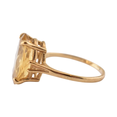 120 - A citrine set necklace pendant and ring. The ring marked 14K. Pendant unmarked tests indicate gold. ... 