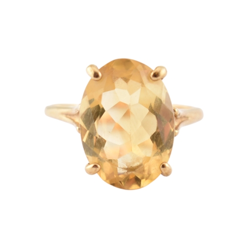 120 - A citrine set necklace pendant and ring. The ring marked 14K. Pendant unmarked tests indicate gold. ... 