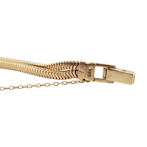 200 - A 14k gold ladies cocktail Hyde Park wristwatch. The wristwatch with Arabic number dial with domed s... 