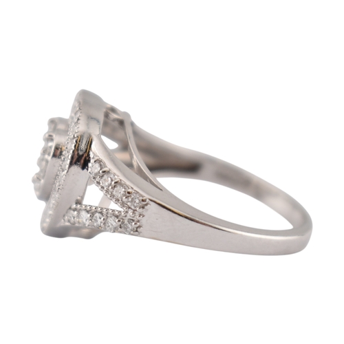 201 - A 14ct gold and diamond heart motif cluster ring. Estimated total diamond weight 1.25cts. Weight 4.4... 