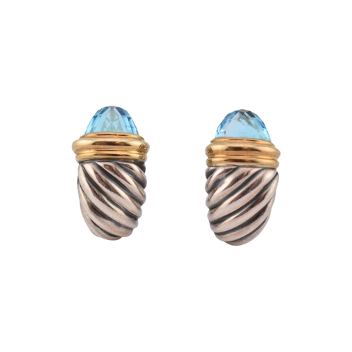 205 - A pair of David Yurman silver, 18ct gold and topaz Shrimp earrings. Signed D.Y 925 750. weight 9.7g.... 