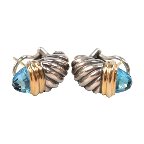 205 - A pair of David Yurman silver, 18ct gold and topaz Shrimp earrings. Signed D.Y 925 750. weight 9.7g.... 