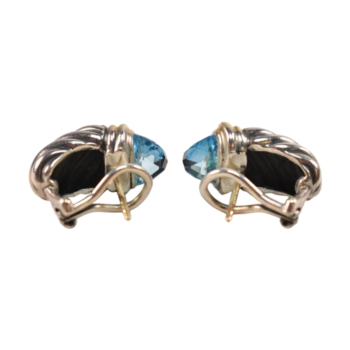 205 - A pair of David Yurman silver, 18ct gold and topaz Shrimp earrings. Signed D.Y 925 750. weight 9.7g.... 