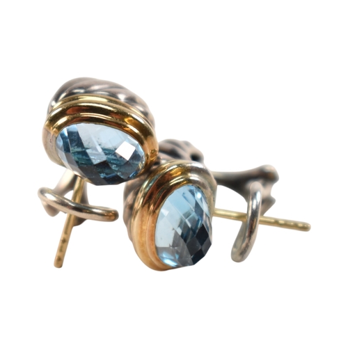 205 - A pair of David Yurman silver, 18ct gold and topaz Shrimp earrings. Signed D.Y 925 750. weight 9.7g.... 