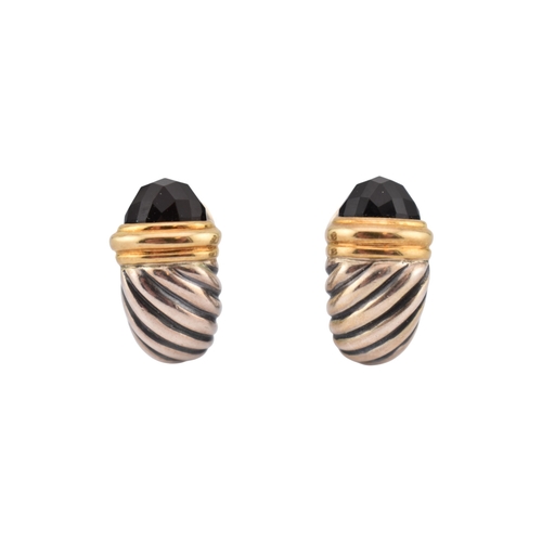 206 - A pair of David Yurman silver 18ct gold and onyx Shrimp earrings. Signed D.Y 925 750. Weight 9.7g. M... 