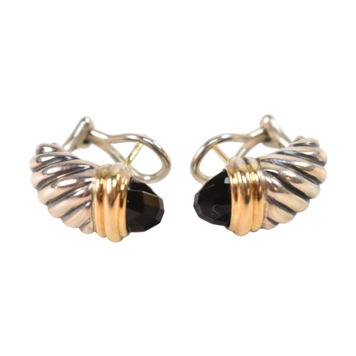 206 - A pair of David Yurman silver 18ct gold and onyx Shrimp earrings. Signed D.Y 925 750. Weight 9.7g. M... 