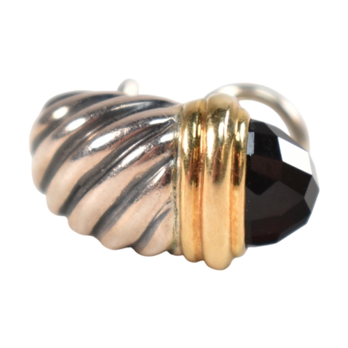 206 - A pair of David Yurman silver 18ct gold and onyx Shrimp earrings. Signed D.Y 925 750. Weight 9.7g. M... 