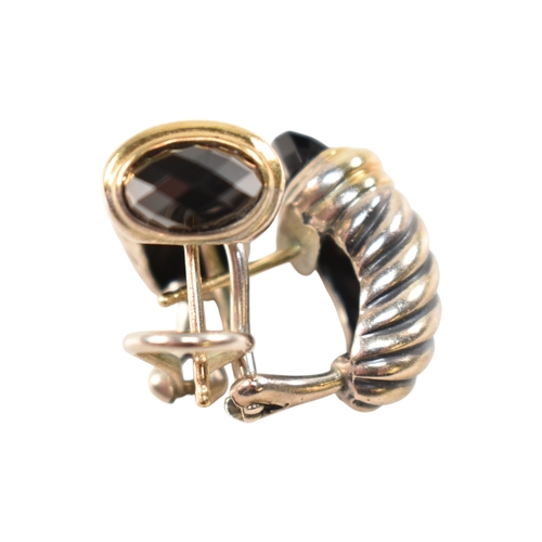 206 - A pair of David Yurman silver 18ct gold and onyx Shrimp earrings. Signed D.Y 925 750. Weight 9.7g. M... 