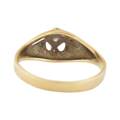 207 - A 14ct gold and diamond solitaire ring. The ring set with a single diamond in a pierced mount. Stamp... 
