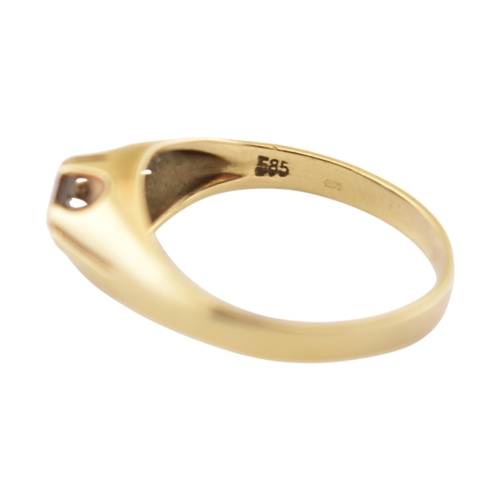 207 - A 14ct gold and diamond solitaire ring. The ring set with a single diamond in a pierced mount. Stamp... 