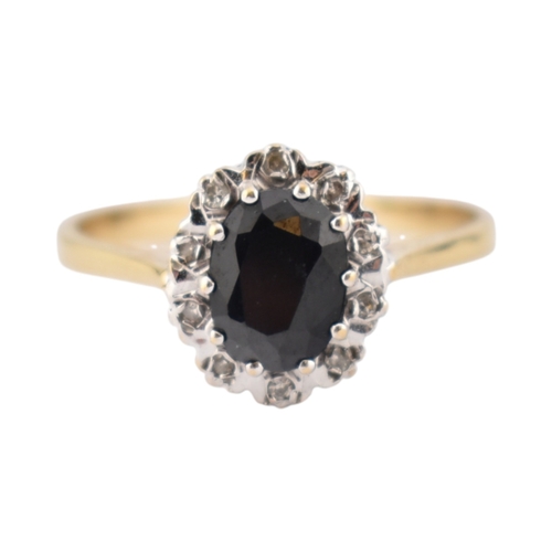 209 - Two 9ct gold sapphire and diamond cluster rings. Weight 5.2g. Both size T.