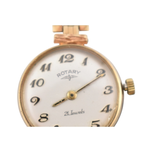 210 - A hallmarked 9ct gold Rotary ladies wristwatch. Set to a hallmarked 9ct gold strap. 2cm dial.Hallmar... 